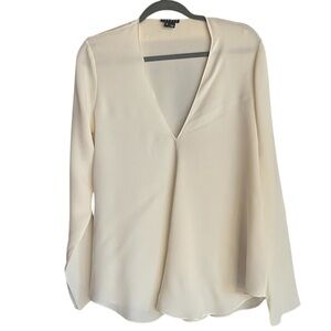 Theory Cream, Ivory V-Neck Blouse